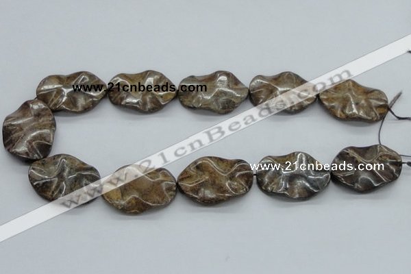 CBZ21 15.5 inches 25*35mm lotus leaf form bronzite gemstone beads