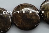CBZ320 15.5 inches 30mm flat round bronzite gemstone beads wholesale