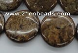 CBZ40 15.5 inches 25mm flat round bronzite gemstone beads wholesale
