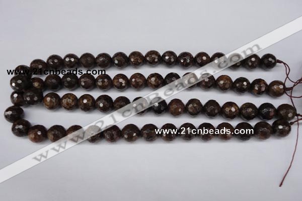CBZ96 15.5 inches 12mm faceted round bronzite gemstone beads