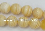 CCA204 15.5 inches 14mm round yellow lace calcite beads