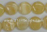 CCA212 15.5 inches 16mm flat round yellow lace calcite beads