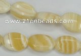 CCA216 15.5 inches 13*18mm oval yellow lace calcite beads