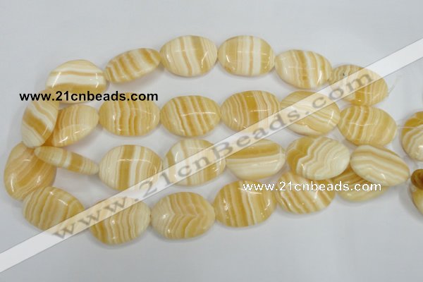 CCA218 15.5 inches 22*30mm oval yellow lace calcite beads