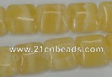 CCA220 15.5 inches 15*15mm square yellow lace calcite beads