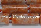 CCA466 15.5 inches 12*30mm tube orange calcite gemstone beads