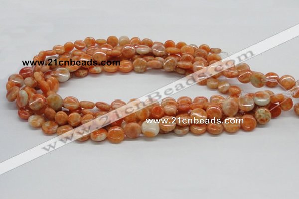 CCA54 15.5 inches 12mm flat round orange calcite gemstone beads