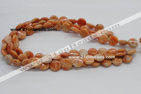 CCA55 15.5 inches 16mm flat round orange calcite gemstone beads