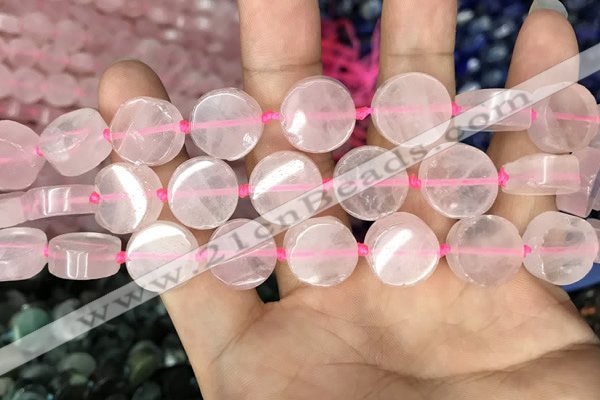 CCB500 15.5 inches 12mm coin rose quartz beads wholesale