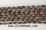 CCB810 15.5 inches 5*12mm rice leopard skin jasper beads wholesale