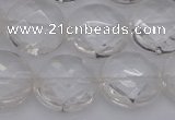 CCC507 15.5 inches 18mm faceted coin natural white crystal beads