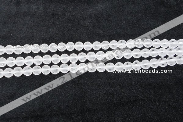 CCC606 15.5 inches 6mm faceted round matte natural white crystal beads