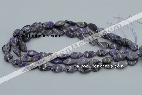 CCG07 15.5 inches 12*18mm flat teardrop natural charoite beads