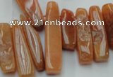 CCH406 15.5 inches 6*25mm - 12*38mm red aventurine chips beads