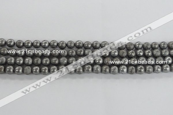 CCJ350 15.5 inches 8mm carved round plated China jade beads