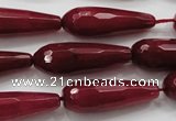 CCN1680 15.5 inches 10*30mm faceted teardrop candy jade beads wholesale