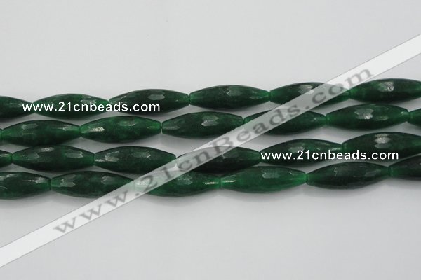 CCN1721 15.5 inches 10*30mm faceted rice candy jade beads