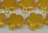 CCN2340 15.5 inches 20mm carved flower candy jade beads wholesale