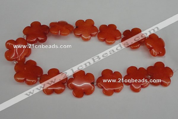 CCN2353 15.5 inches 30mm carved flower candy jade beads wholesale