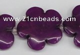 CCN2355 15.5 inches 30mm carved flower candy jade beads wholesale
