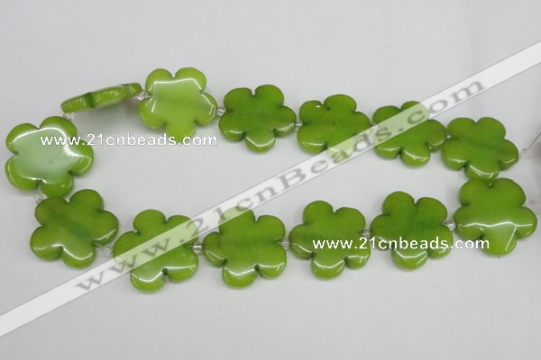 CCN2356 15.5 inches 30mm carved flower candy jade beads wholesale