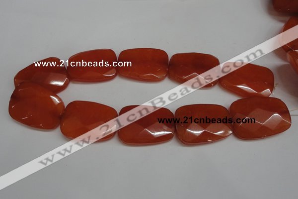 CCN701 15.5 inches 30*40mm faceted trapezoid candy jade beads