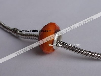 CCP15 30pcs silver plated core 9*14mm faceted roundel crystal European beads