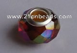 CCP50 30pcs 9.5*14mm faceted roundel silver plated crystal European beads