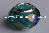 CCP53 30pcs silver plated 9.5*14mm faceted roundel crystal European beads