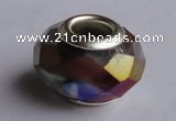 CCP54 30pcs silver plated 9.5*14mm faceted roundel crystal European beads