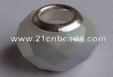 CCP55 30pcs silver plated 9.5*14mm faceted roundel crystal European beads
