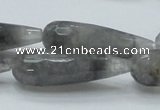 CCQ110 15.5 inches 12*40mm faceted teardrop cloudy quartz beads
