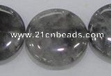 CCQ122 15.5 inches 35mm coin cloudy quartz beads wholesale