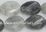 CCQ166 15.5 inches 18*25mm twisted & faceted oval cloudy quartz beads