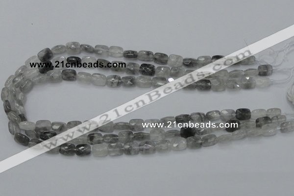 CCQ184 15.5 inches 8*10mm faceted rectangle cloudy quartz beads