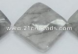CCQ212 15.5 inches 30*30mm faceted diamond cloudy quartz beads