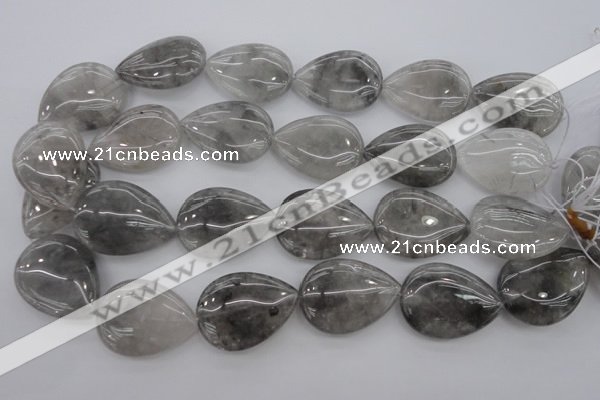 CCQ257 15.5 inches 25*35mm flat teardrop cloudy quartz beads