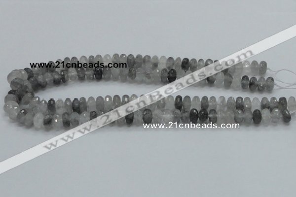 CCQ74 15.5 inches 7*10mm faceted rondelle cloudy quartz beads wholesale