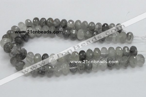 CCQ78 15.5 inches 10*16mm faceted rondelle cloudy quartz beads wholesale