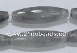 CCQ96 15.5 inches 12*40mm faceted rice cloudy quartz beads wholesale