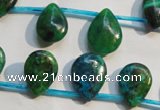 CCS712 Top-drilled 12*17mm flat teardrop dyed chrysocolla gemstone beads