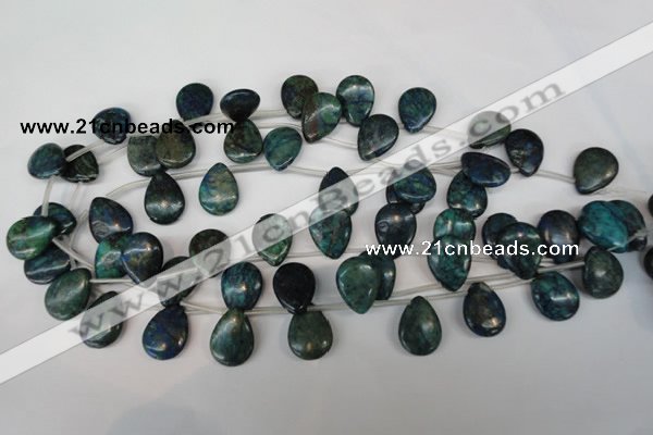 CCS92 Top-drilled 15*20mm flat teardrop dyed chrysocolla gemstone beads