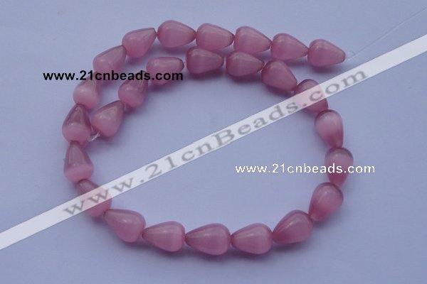 CCT17 14 inches 10*14mm teardrop pink cats eye beads wholesale