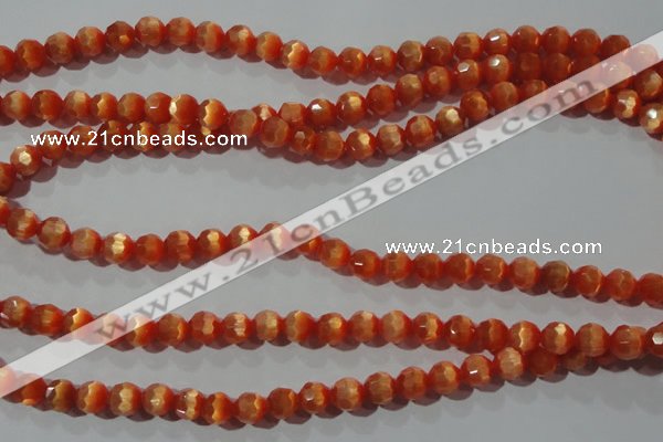 CCT354 15 inches 6mm faceted round cats eye beads wholesale