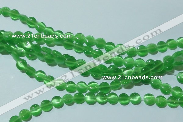 CCT462 15 inches 6mm flat round cats eye beads wholesale