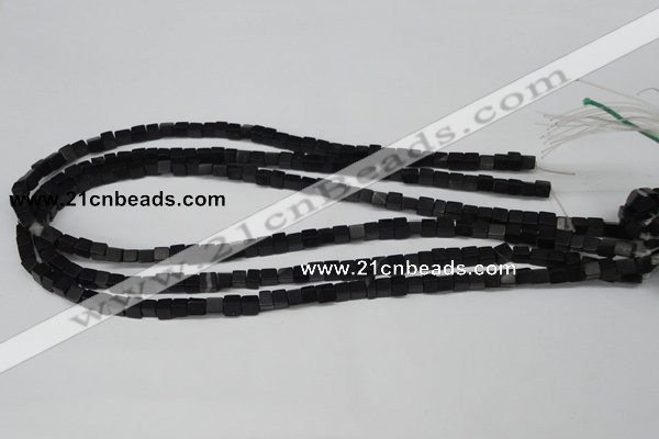 CCU31 15.5 inches 5*5mm cube black agate beads wholesale