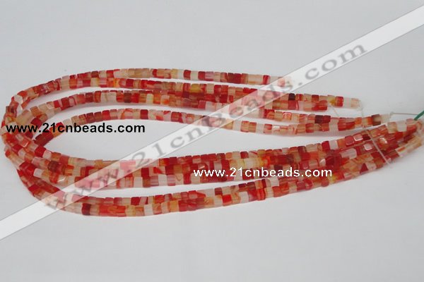 CCU32 15.5 inches 5*5mm cube red agate beads wholesale