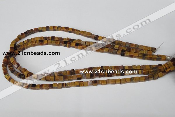 CCU34 15.5 inches 5*5mm cube yellow tiger eye beads wholesale