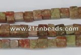 CCU52 15.5 inches 6*6mm cube New unakite beads wholesale