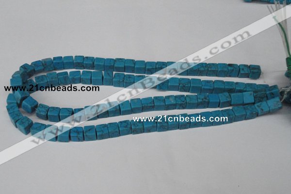 CCU62 15.5 inches 8*8mm cube turquoise beads wholesale